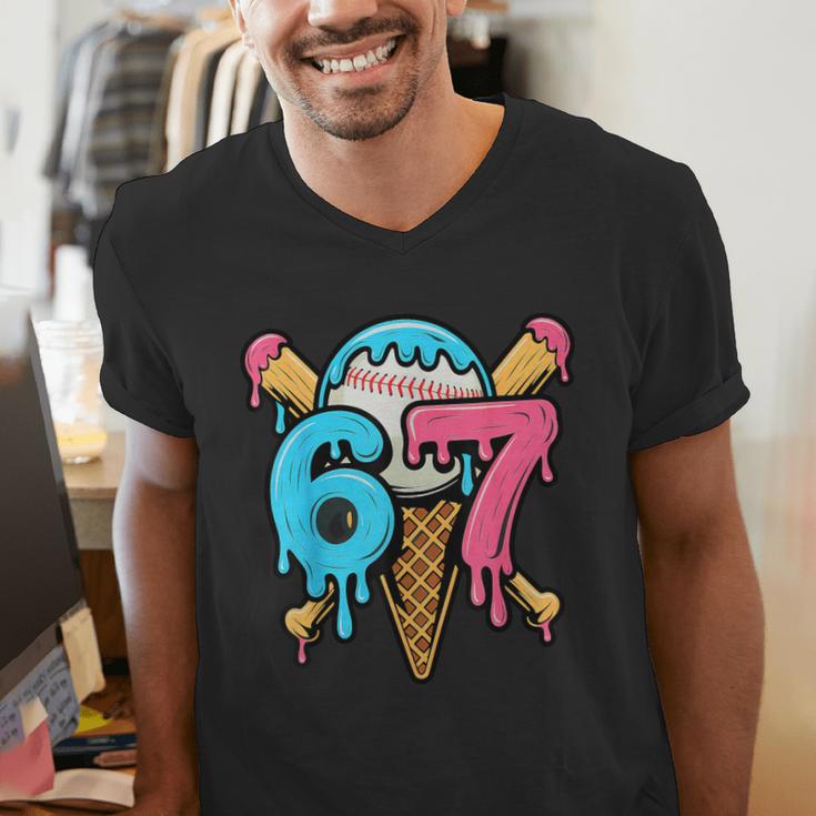 67 Baseball Ice Cream Drip Player Men's V-Neck T-Shirt 67 Baseball Ice Cream Drip Player Men's V-Neck T-Shirt