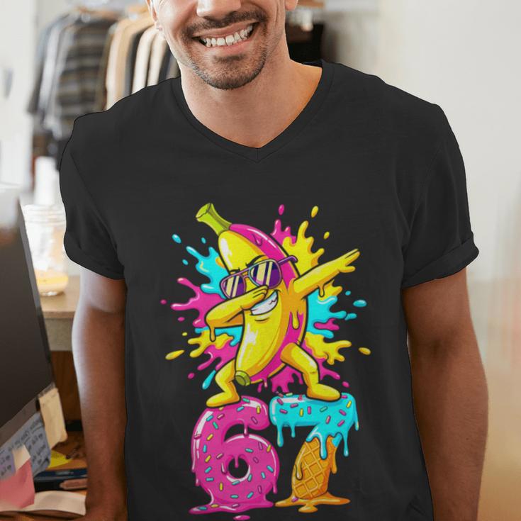 67 Baseball Ice Cream Six Seven Dabbing Banana Men's V-Neck T-Shirt 67 Baseball Ice Cream Six Seven Dabbing Banana Men's V-Neck T-Shirt