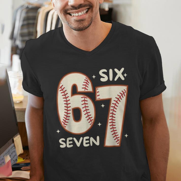 67 Baseball Six Seven 6 7 Meme Kids 67 Teen Boys 6-7 Men's V-Neck T-Shirt 67 Baseball Six Seven 6 7 Meme Kids 67 Teen Boys 6-7 Men's V-Neck T-Shirt