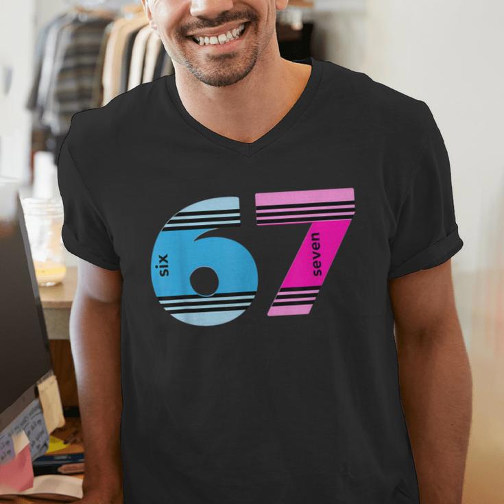 67 Crayon Cool Baseball Crayon 6 7 67 Men's V-Neck T-Shirt