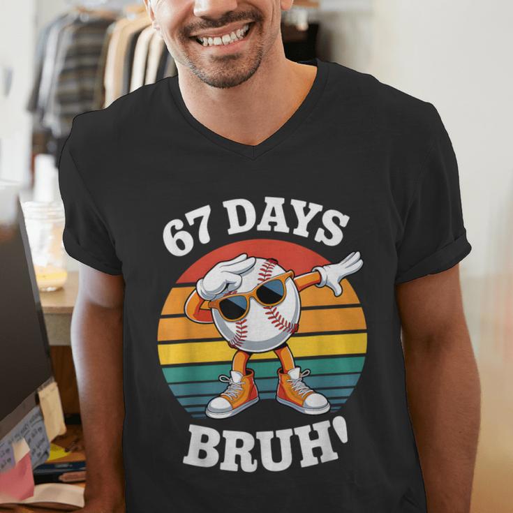 67 Days Of School Bruh Teacher Kids Dabbing Baseball Men's V-Neck T-Shirt 67 Days Of School Bruh Teacher Kids Dabbing Baseball Men's V-Neck T-Shirt