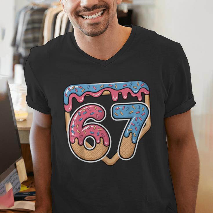 67 Ice Cream Drip Meme Baseball Men's V-Neck T-Shirt 67 Ice Cream Drip Meme Baseball Men's V-Neck T-Shirt
