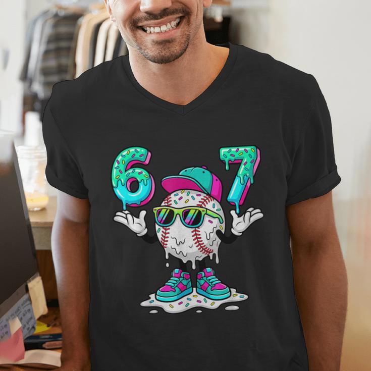 67 Meme Six Seven 6 7 Meme Baseball Drip Men's V-Neck T-Shirt