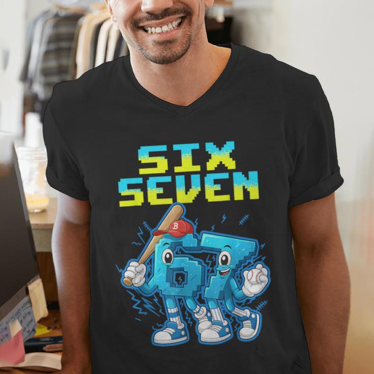 67 Six Seven 6-7 Italian Brainrot Kids Baseball Meme Men's V-Neck T-Shirt 67 Six Seven 6-7 Italian Brainrot Kids Baseball Meme Men's V-Neck T-Shirt