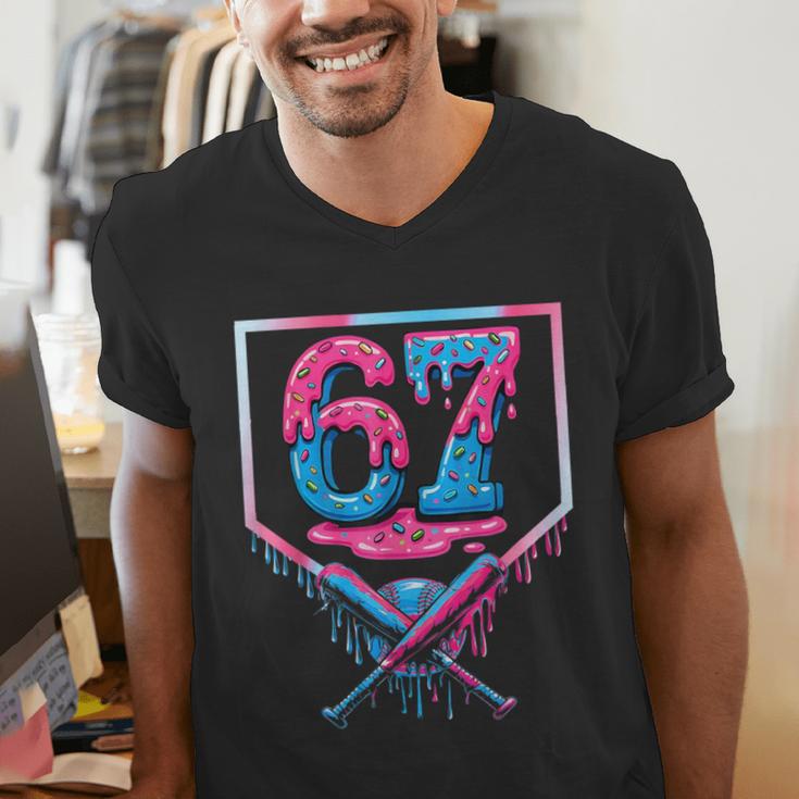 67 Six Seven Baseball Ice Cream Drip Cool Meme 67 Men's V-Neck T-Shirt 67 Six Seven Baseball Ice Cream Drip Cool Meme 67 Men's V-Neck T-Shirt