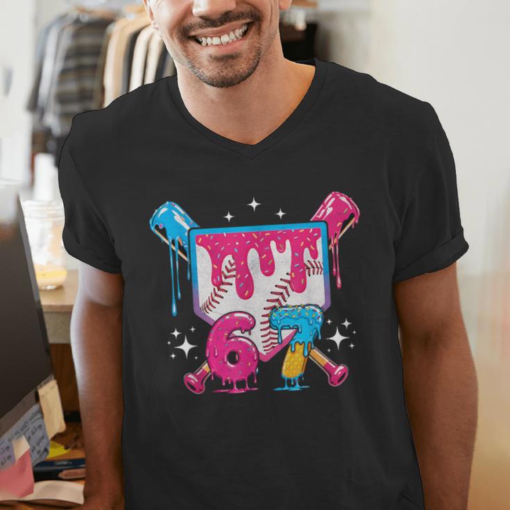 67 Six Seven Ice Cream Drip Baseball Boys Youth Men's V-Neck T-Shirt 67 Six Seven Ice Cream Drip Baseball Boys Youth Men's V-Neck T-Shirt