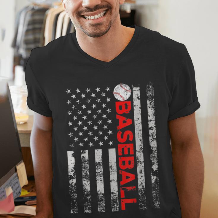 American Flag Baseball Team Baseball Player Baseball Men's V-Neck T-Shirt American Flag Baseball Team Baseball Player Baseball Men's V-Neck T-Shirt