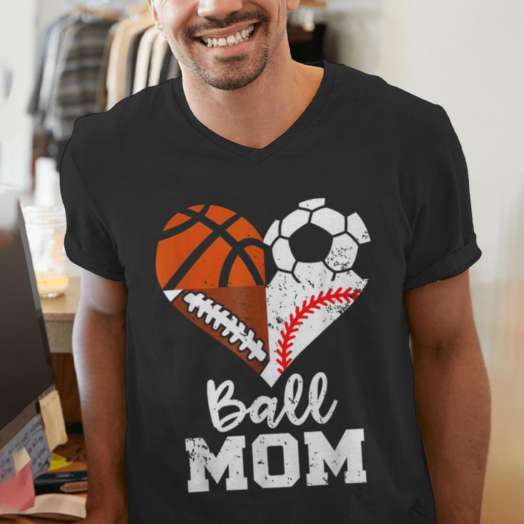 Ball Mom Heart Soccer Basketball Baseball Football Mom Men's V-Neck T-Shirt Ball Mom Heart Soccer Basketball Baseball Football Mom Men's V-Neck T-Shirt