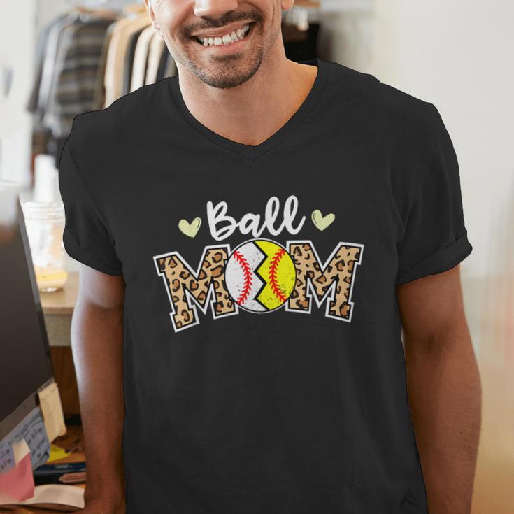 Ball Mom Leopard Baseball Softball Player Mom Men's V-Neck T-Shirt Ball Mom Leopard Baseball Softball Player Mom Men's V-Neck T-Shirt