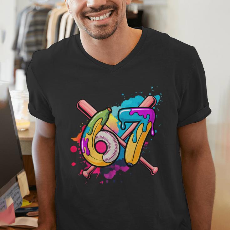 Banana Baseball 67 Ice Cream Drip Meme Men's V-Neck T-Shirt