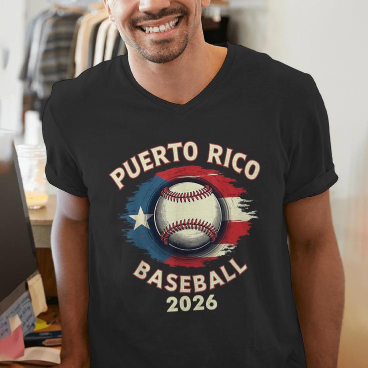 Baseball 2026 Puerto Rico Island Pride Sports Theme Men's V-Neck T-Shirt Baseball 2026 Puerto Rico Island Pride Sports Theme Men's V-Neck T-Shirt