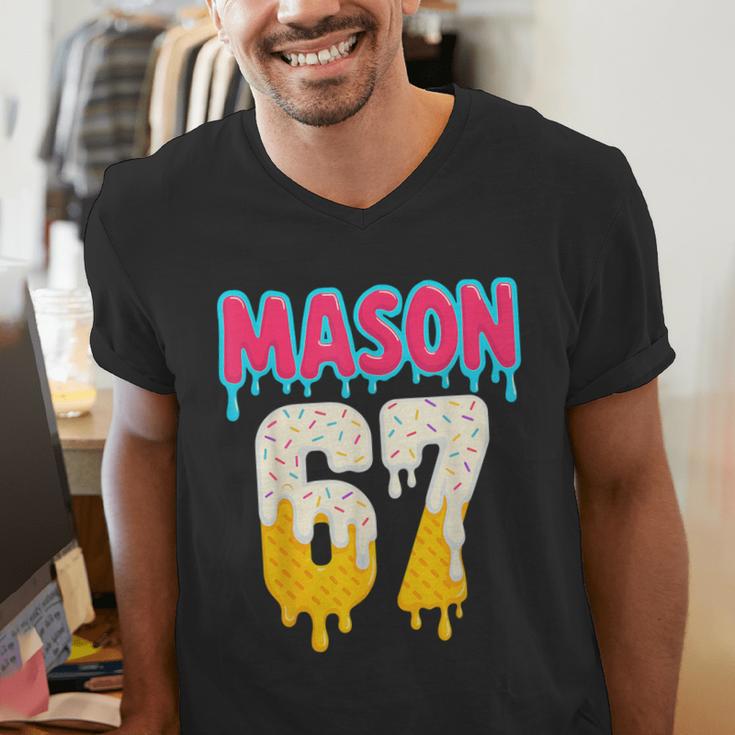 Baseball 6 7 Ice Cream Drip Number 67 Six Seven Meme Men's V-Neck T-Shirt Baseball 6 7 Ice Cream Drip Number 67 Six Seven Meme Men's V-Neck T-Shirt