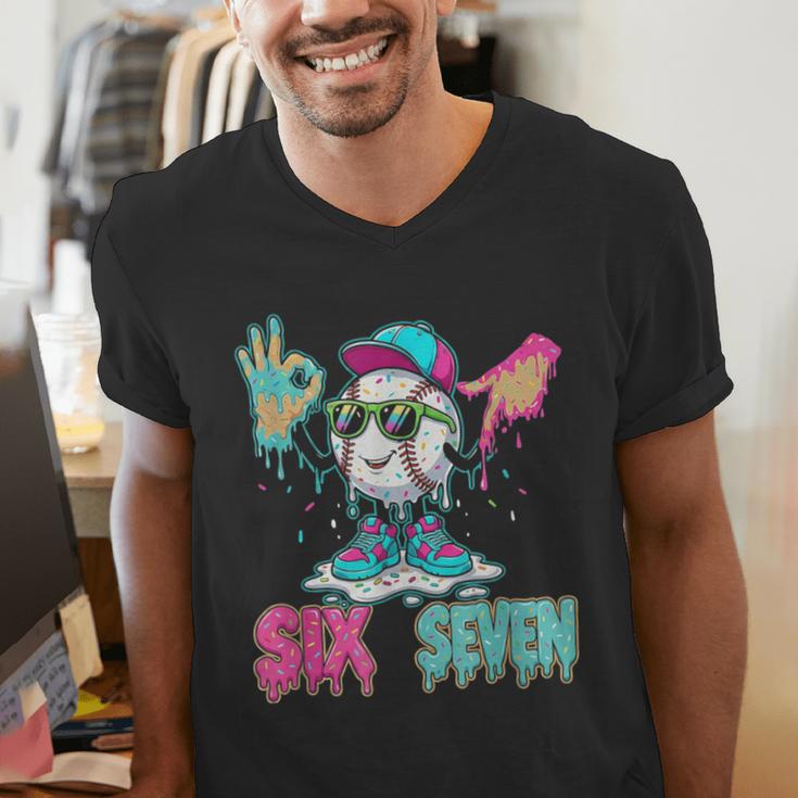 Baseball 67 Drip Six Seven Hand Signs Ice Cream Meme Men's V-Neck T-Shirt Baseball 67 Drip Six Seven Hand Signs Ice Cream Meme Men's V-Neck T-Shirt