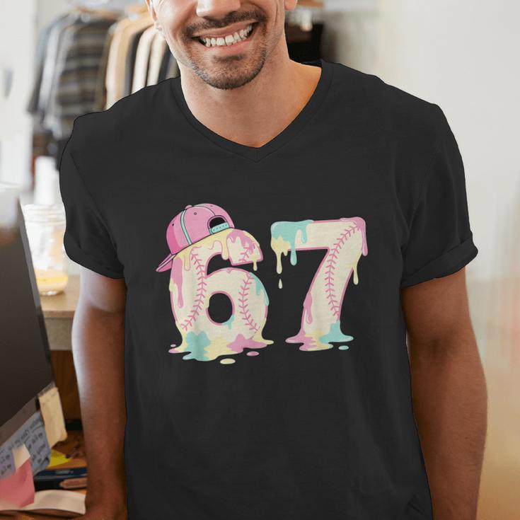 Baseball 67 Dripping Six Seven Drip Boys Gen Z Men's V-Neck T-Shirt Baseball 67 Dripping Six Seven Drip Boys Gen Z Men's V-Neck T-Shirt
