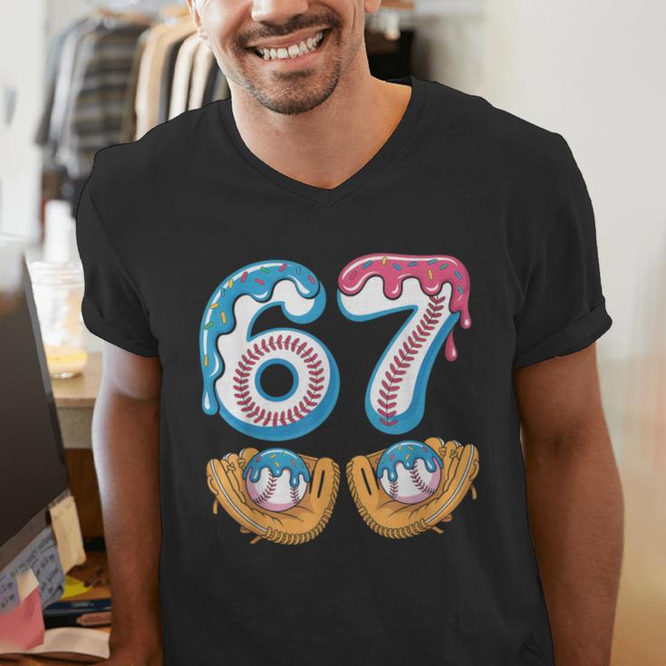 Baseball 67 Ice Cream Drip 67 Meme Player T-Shirt Men's V-Neck T-Shirt