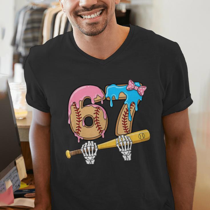 Baseball 67 Ice Cream Drip Skeleton Six Seven Boys Meme Men's V-Neck T-Shirt Baseball 67 Ice Cream Drip Skeleton Six Seven Boys Meme Men's V-Neck T-Shirt