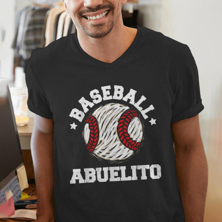 Baseball Abuelito Distressed Vintage Grandpa Game Day Men's V-Neck T-Shirt Baseball Abuelito Distressed Vintage Grandpa Game Day Men's V-Neck T-Shirt