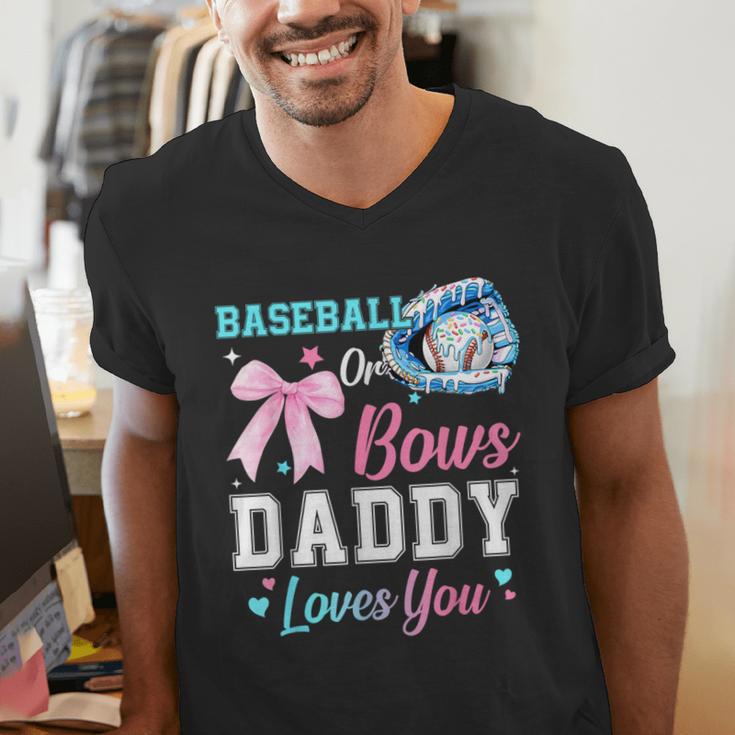 Baseball Or Bows Your Daddy Loves You Gender Reveal Matching Men's V-Neck T-Shirt
