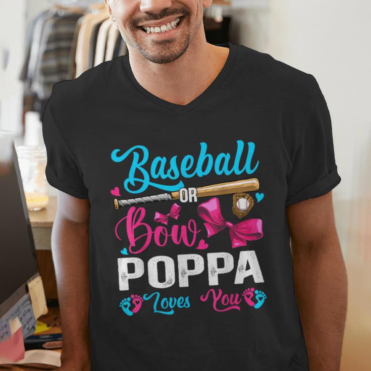 Baseball Or Bows Poppa Loves You Gender Reveal Men's V-Neck T-Shirt