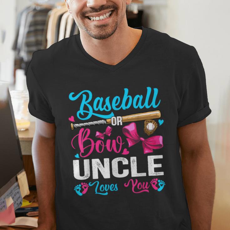 Baseball Or Bows Uncle Loves You Gender Reveal Men's V-Neck T-Shirt