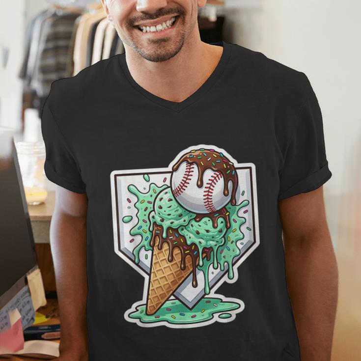 Baseball Boys Ice Cream Drip Baseball Boys Youth Mint Choco Men's V-Neck T-Shirt Baseball Boys Ice Cream Drip Baseball Boys Youth Mint Choco Men's V-Neck T-Shirt