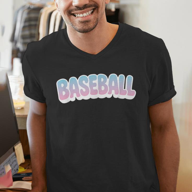 Baseball Bubble Letter Men's V-Neck T-Shirt