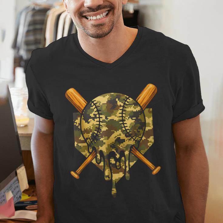 Baseball Camo Boys Ice Cream Youth Baseball Men's V-Neck T-Shirt