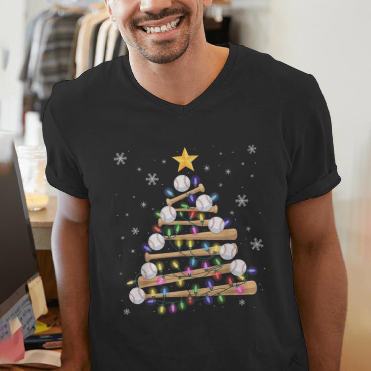 Baseball Christmas Tree Light Xmas Baseball Boys Kids Men's V-Neck T-Shirt Baseball Christmas Tree Light Xmas Baseball Boys Kids Men's V-Neck T-Shirt