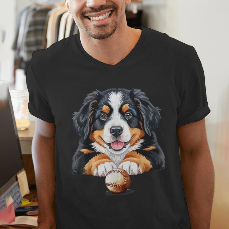 Baseball Dog Men & Women Men's V-Neck T-Shirt Baseball Dog Men & Women Men's V-Neck T-Shirt