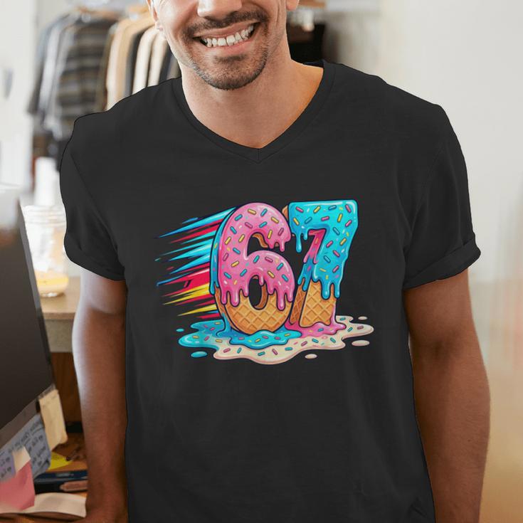 Baseball Drip Ice Cream 67 Graffiti Splash Melt Men's V-Neck T-Shirt