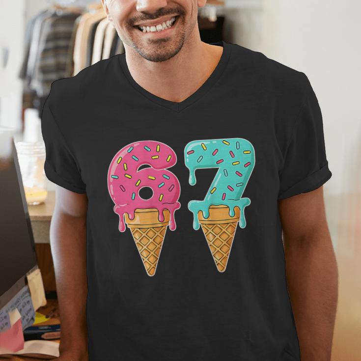 Baseball Drip Ice Cream 67 Baseball Men's V-Neck T-Shirt Baseball Drip Ice Cream 67 Baseball Men's V-Neck T-Shirt