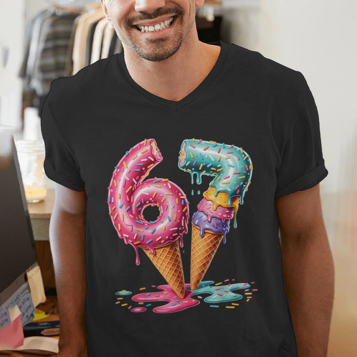Baseball Drip Ice Cream 67 Men's V-Neck T-Shirt Baseball Drip Ice Cream 67 Men's V-Neck T-Shirt