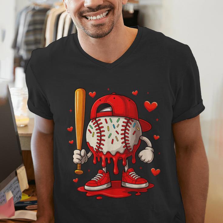 Baseball Drip Ice Cream Apparel Boys Kids Valentines Day Men's V-Neck T-Shirt Baseball Drip Ice Cream Apparel Boys Kids Valentines Day Men's V-Neck T-Shirt