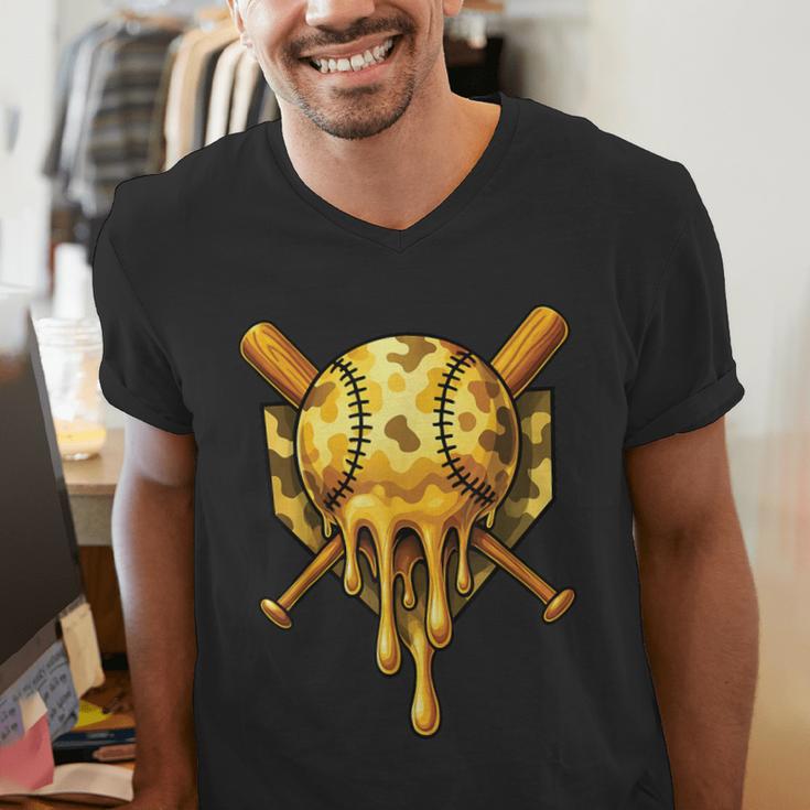 Baseball Drip Ice Cream Camo Cool Men's V-Neck T-Shirt Baseball Drip Ice Cream Camo Cool Men's V-Neck T-Shirt