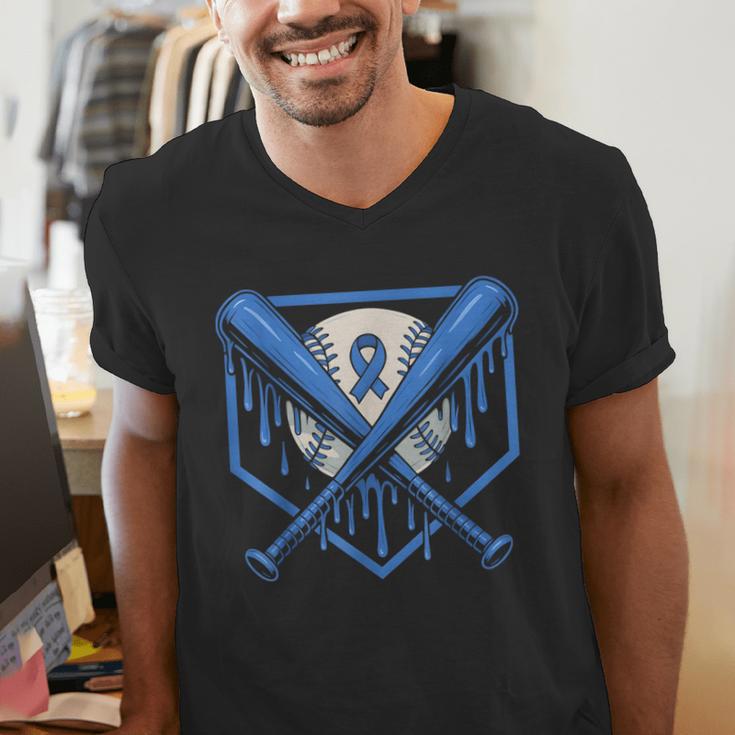 Baseball Drip Ice Cream Diabetes Awareness Ribbon Boys Girls Men's V-Neck T-Shirt Baseball Drip Ice Cream Diabetes Awareness Ribbon Boys Girls Men's V-Neck T-Shirt