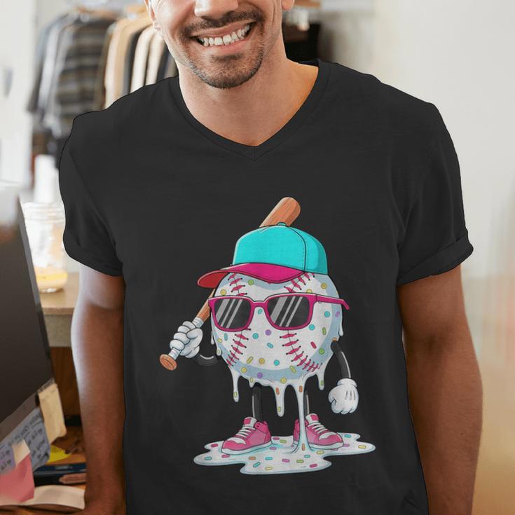 Baseball Drip Ice Cream Lifestyle Sprinkless Boy Kid Men's V-Neck T-Shirt Baseball Drip Ice Cream Lifestyle Sprinkless Boy Kid Men's V-Neck T-Shirt