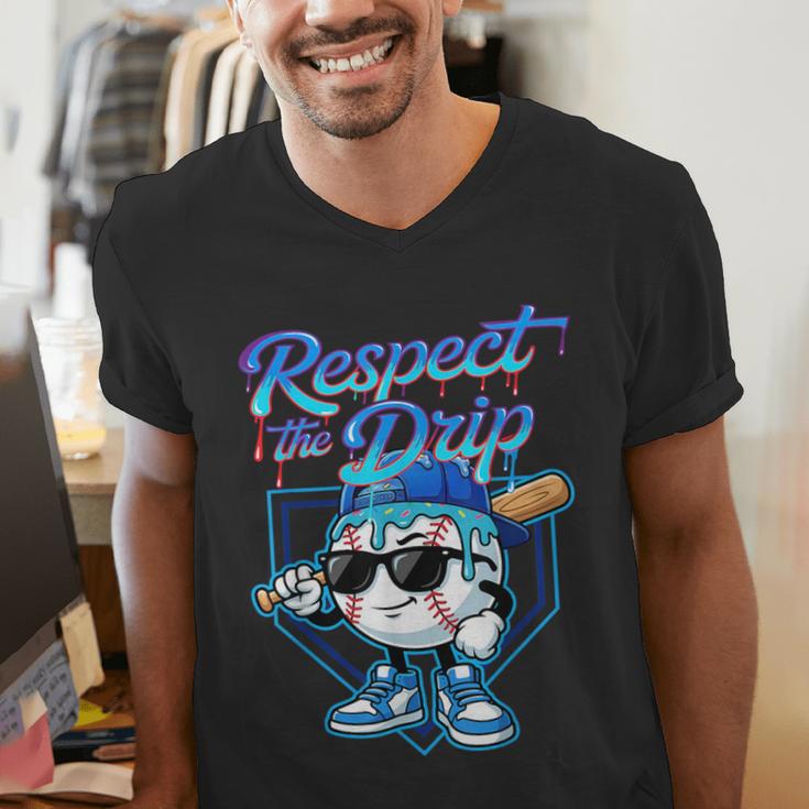 Baseball Drip Ice Cream Respect The Drip Home Plate Boy Kids Men's V-Neck T-Shirt