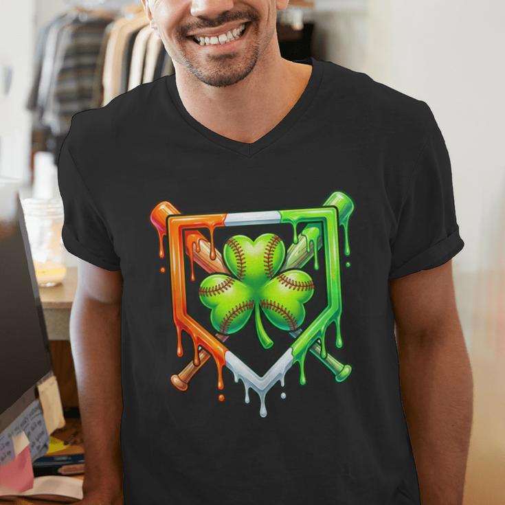Baseball Drip Ice Cream St Patricks Day Shamrock Lucky Men's V-Neck T-Shirt Baseball Drip Ice Cream St Patricks Day Shamrock Lucky Men's V-Neck T-Shirt