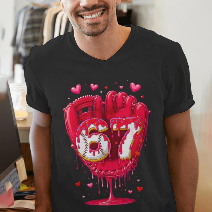 Baseball Drip Ice Cream Valentine Youth Boys Girls Sport Men's V-Neck T-Shirt Baseball Drip Ice Cream Valentine Youth Boys Girls Sport Men's V-Neck T-Shirt