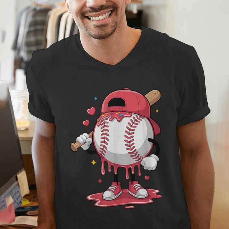 Baseball Drip Icecream Boy Kids Valentine Men's V-Neck T-Shirt Baseball Drip Icecream Boy Kids Valentine Men's V-Neck T-Shirt