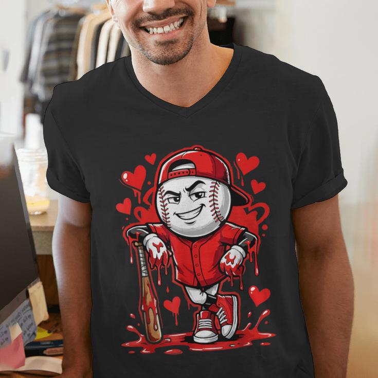 Baseball Drip Icecream Heart Red Valentine Day Boys Kids Men's V-Neck T-Shirt Baseball Drip Icecream Heart Red Valentine Day Boys Kids Men's V-Neck T-Shirt