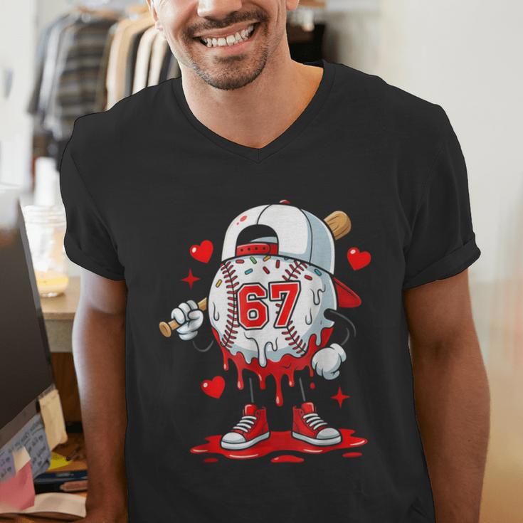 Baseball Drip Icecream Valentine 67 Meme Tees Men Youth Boys Men's V-Neck T-Shirt