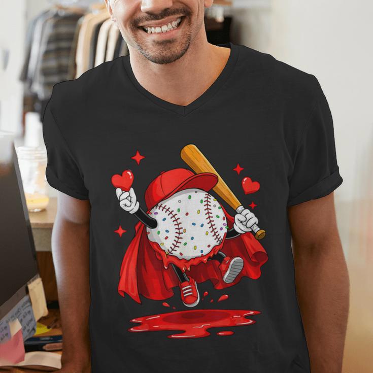 Baseball Drip Icecream Youth Boy Valentine Men's V-Neck T-Shirt
