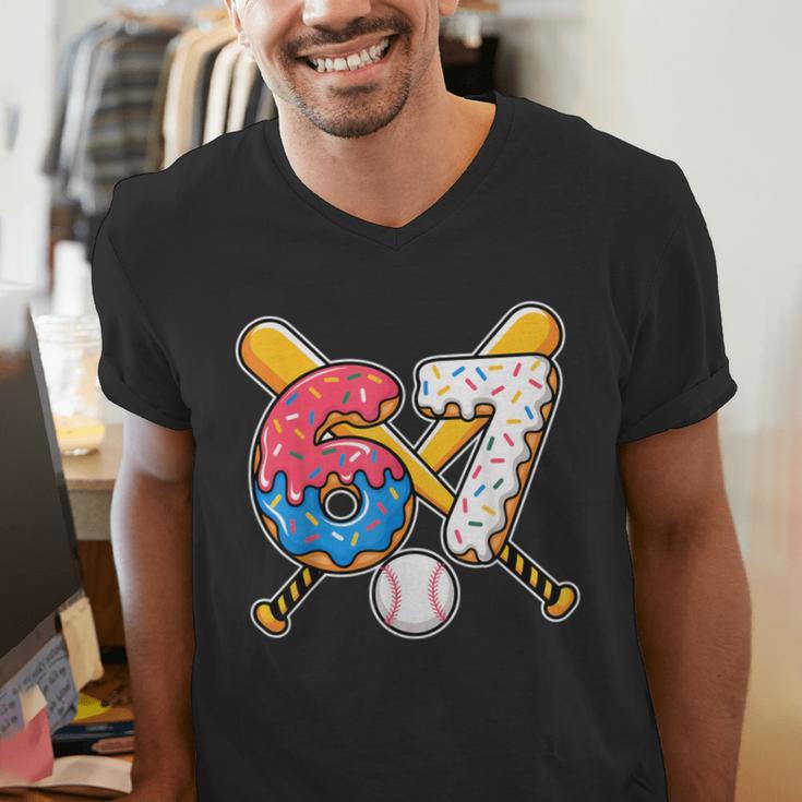 Baseball Drip Number 67 Player 67th Birthday Meme Men's V-Neck T-Shirt