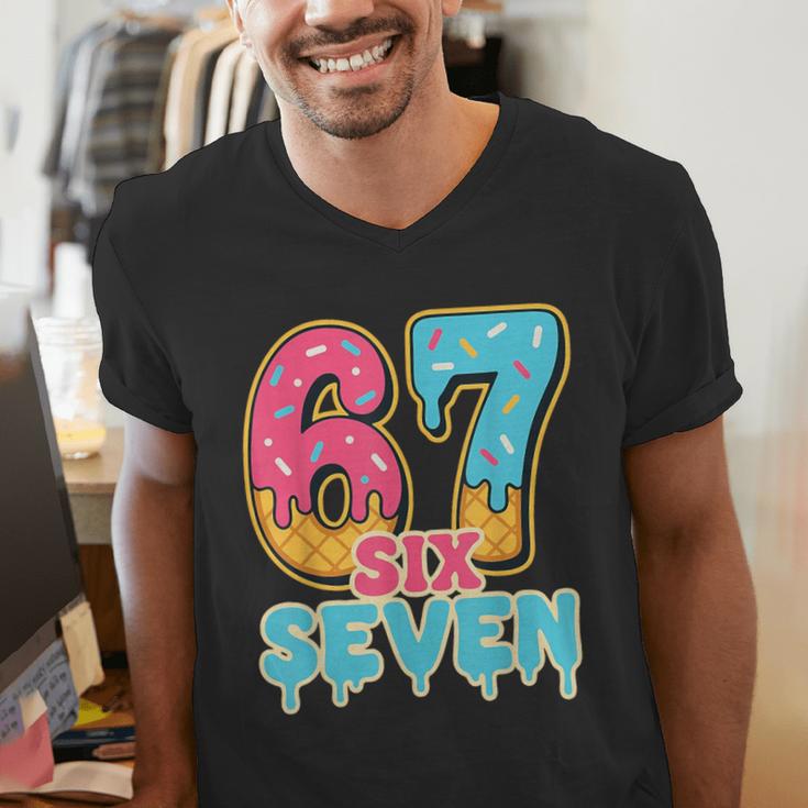 Baseball Drip Number 67 Player Trendy 6 7 Meme Men's V-Neck T-Shirt