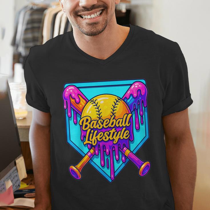 Baseball Drip Outfit Boys Ice Cream Drip Baseball Lifestyle Men's V-Neck T-Shirt Baseball Drip Outfit Boys Ice Cream Drip Baseball Lifestyle Men's V-Neck T-Shirt