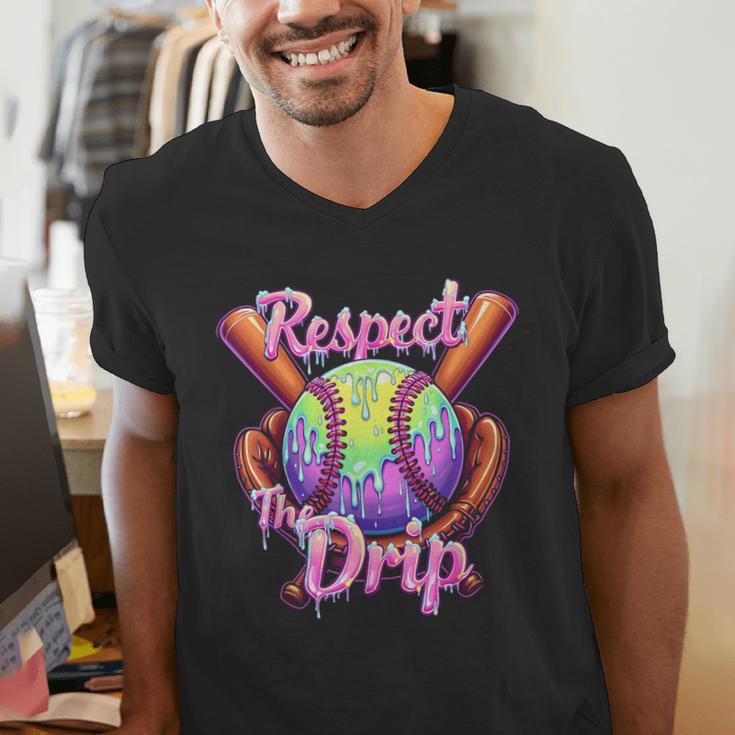 Baseball Drip Respect The Drip Purple Ice Cream Sprinkles Men's V-Neck T-Shirt Baseball Drip Respect The Drip Purple Ice Cream Sprinkles Men's V-Neck T-Shirt