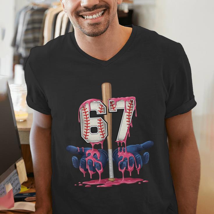 Baseball Drip Shirt Youth Baseball Glove Drip Ice Cream Men's V-Neck T-Shirt
