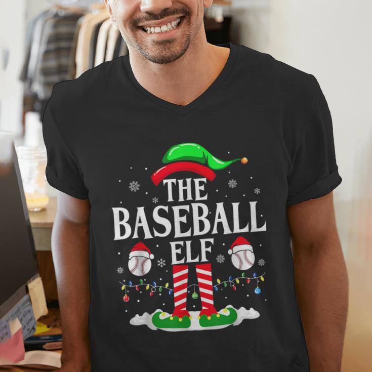 The Baseball Elf Christmas Sport Lovers Xmas Elf Men's V-Neck T-Shirt