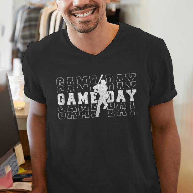 Baseball Game Day Team Sport Player Coach Batter Family Fans Men's V-Neck T-Shirt Baseball Game Day Team Sport Player Coach Batter Family Fans Men's V-Neck T-Shirt